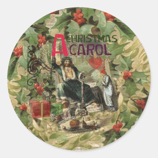 幽霊・オブ・クリスマスプレゼントイラストレーション・スクルージ ラウンドシール (正面)