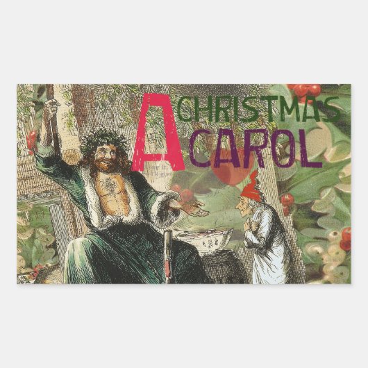 幽霊・オブ・クリスマスプレゼントイラストレーション・スクルージ 長方形シール (正面)