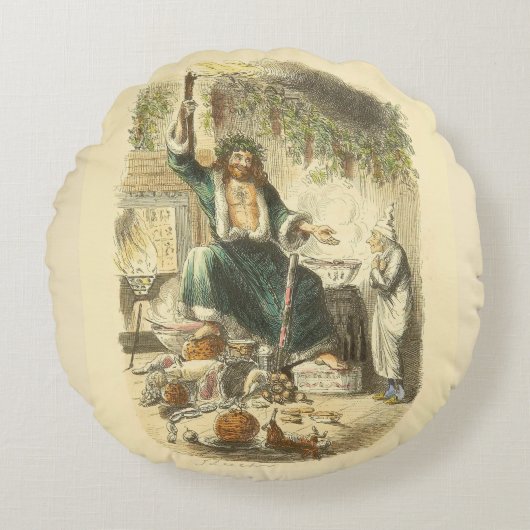 幽霊・オブ・クリスマスプレゼント・スクルージ ラウンドクッション (正面)