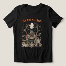幽霊、カボチャのハロウィーン ヴィンテージ デザイン トライブレンドTシャツ