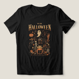幽霊、カボチャのビンテージ・ハロウィンデザイン トライブレンドTシャツ