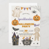 幽霊、カボチャ&コスチュームBash招待状 招待状 (正面/裏面)