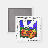 「幽霊、カボチャ」ハロウィーン冷蔵庫用マグネット マグネット (正面/裏面)