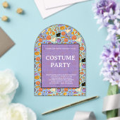 幽霊、カボチャ、猫のハロウィンシームレスデザイン アクリル招待状 (インサイチュ (ウェディング))