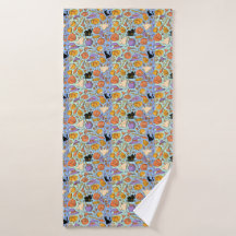 幽霊、カボチャ、猫のハロウィンシームレスデザイン