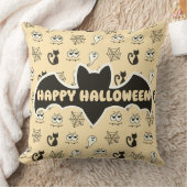 幽霊、クモの巣、黒猫イエロー クッション (ブランケット)