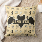 幽霊、クモの巣、黒猫イエロー クッション (ブランケット)