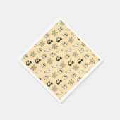 幽霊、クモの巣、黒猫イエロー スタンダードカクテルナプキン (角)