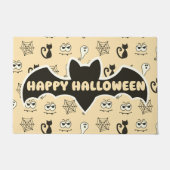 幽霊、クモの巣、黒猫イエロー ドアマット (正面)