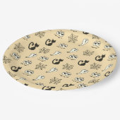 幽霊、クモの巣、黒猫イエロー ペーパープレート (アングル)