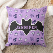 幽霊、クモの巣、黒猫パープル クッション (ブランケット)