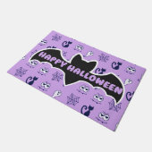 幽霊、クモの巣、黒猫パープル ドアマット (アングル)