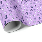 幽霊、クモの巣、黒猫パープル ラッピングペーパー (ロールコーナー)