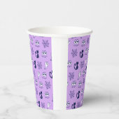 幽霊、クモの巣、黒猫パープル 紙コップ (右)