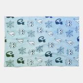 幽霊、クモの巣、黒猫ブルー キッチンタオル (横)