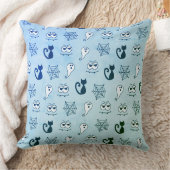 幽霊、クモの巣、黒猫ブルー クッション (ブランケット)