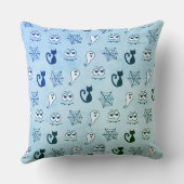 幽霊、クモの巣、黒猫ブルー クッション (裏面)