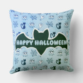 幽霊、クモの巣、黒猫ブルー クッション (裏面)