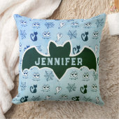 幽霊、クモの巣、黒猫ブルー クッション (ブランケット)