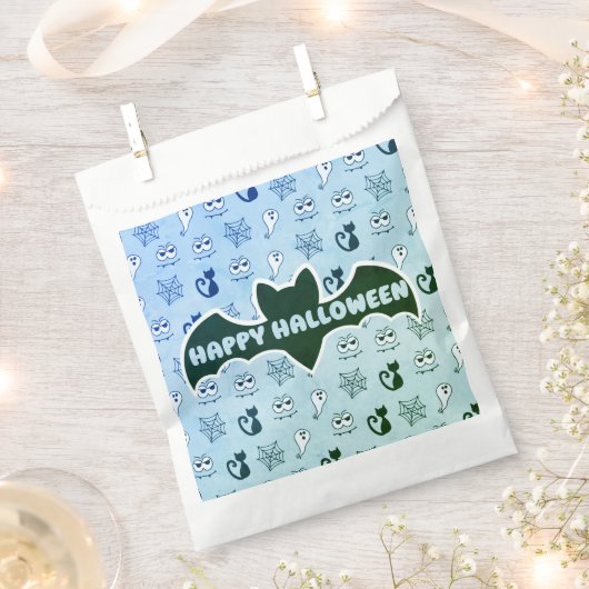 幽霊、クモの巣、黒猫ブルー フェイバーバッグ (クリップ留めされた状態)