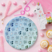 幽霊、クモの巣、黒猫ブルー ペーパープレート (パーティー)