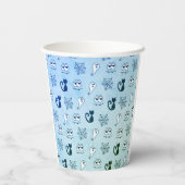 幽霊、クモの巣、黒猫ブルー 紙コップ (裏面)