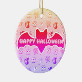 幽霊、クモの巣、黒猫レインボー セラミックオーナメント (右)