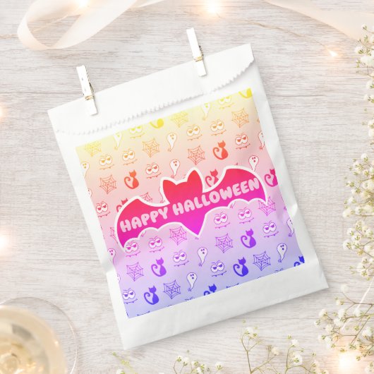 幽霊、クモの巣、黒猫レインボー フェイバーバッグ (クリップ留めされた状態)