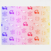 幽霊、クモの巣、黒猫レインボー フリースブランケット (正面(横))