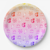 幽霊、クモの巣、黒猫レインボー ペーパープレート (正面)