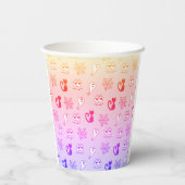 幽霊、クモの巣、黒猫レインボー 紙コップ (裏面)