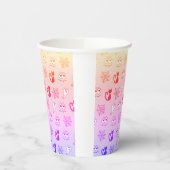 幽霊、クモの巣、黒猫レインボー 紙コップ (左)