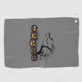 幽霊、ゴブリン、ゴルフ：ハロウィンゴルフタオル。 ゴルフタオル (横)