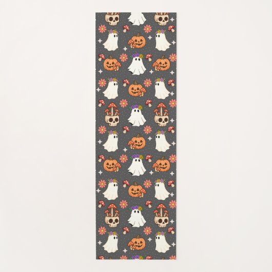 幽霊、スカル、秋の開花 ヨガマット (正面)