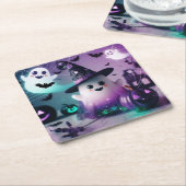 幽霊 スクエアペーパーコースター (アングル)