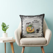 幽霊、ネコ、こうもり、カボチャ、ハッピーハローウィン! クッション (椅子)