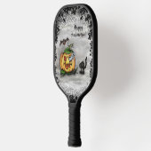 幽霊、ネコ、こうもり、カボチャ、ハッピーハローウィン! ピックルボールラケット (左)