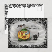 幽霊、ネコ、こうもり、カボチャ、ハッピーハローウィン! ポストカード (正面/裏面)