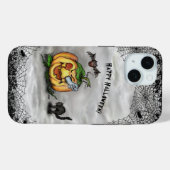 幽霊、ネコ、こうもり、カボチャ、ハッピーハローウィン! Case-Mate iPhoneケース (裏面 (横))