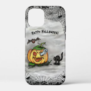 幽霊、ネコ、こうもり、カボチャ、ハッピーハローウィン! iPhone 12 MINI ケース