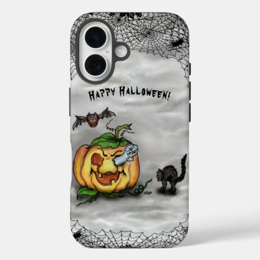 幽霊、ネコ、こうもり、カボチャ、ハッピーハローウィン! Case-Mate iPhoneケース (裏面)