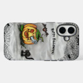 幽霊、ネコ、こうもり、カボチャ、ハッピーハローウィン! Case-Mate iPhoneケース (裏面 (横))