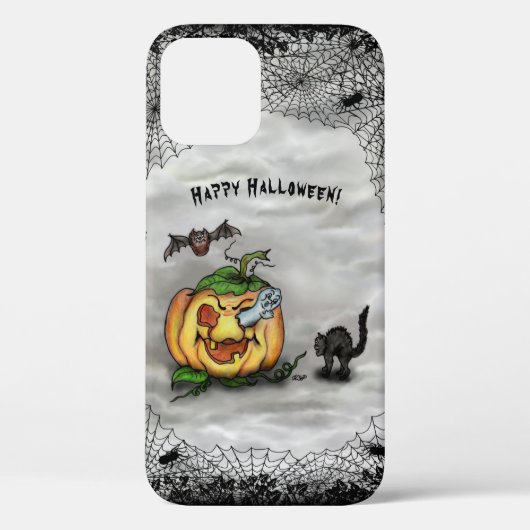 幽霊、ネコ、こうもり、カボチャ、ハッピーハローウィン! Case-Mate iPhoneケース (裏面)