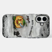 幽霊、ネコ、こうもり、カボチャ、ハッピーハローウィン! Case-Mate iPhoneケース (裏面 (横))