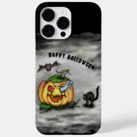幽霊、ネコ、こうもり、カボチャ、ハッピーハローウィン!