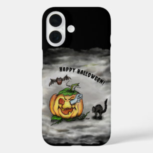 幽霊、ネコ、こうもり、カボチャ、ハッピーハローウィン! iPhone 16ケース