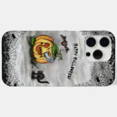 幽霊、ネコ、こうもり、カボチャ、ハッピーハローウィン! Case-Mate iPhoneケース (裏面 (横))