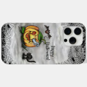 幽霊、ネコ、こうもり、カボチャ、ハッピーハローウィン! Case-Mate iPhoneケース (裏面 (横))