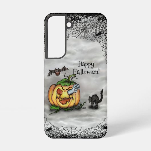 幽霊、ネコ、こうもり、カボチャ、ハッピーハローウィン! SAMSUNG GALAXYケース (裏面)