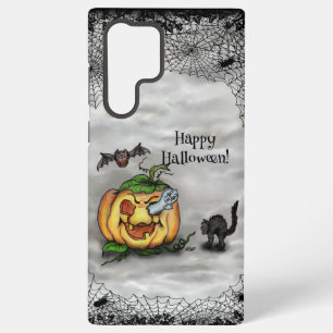 幽霊、ネコ、こうもり、カボチャ、ハッピーハローウィン! SAMSUNG GALAXY S22 ULTRAケース
